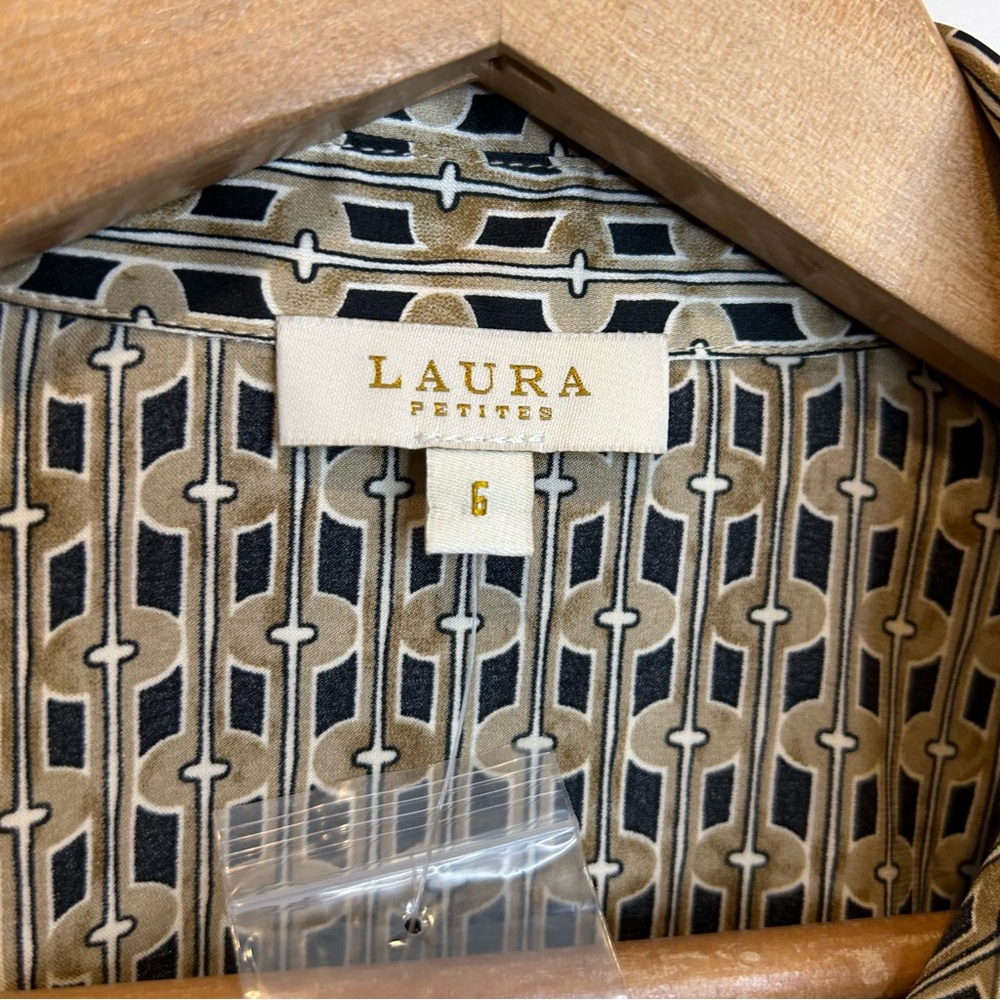 Laura Long Sleeve Geometric Print Blouse Brown Pattern - Picture 9 of 12